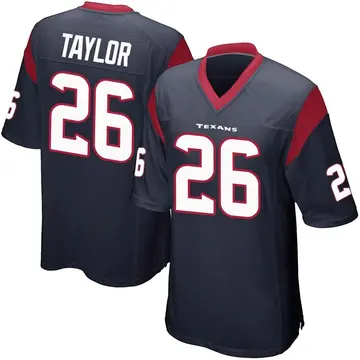 Navy Blue Men's J.J. Taylor Houston Texans Game Team Color Jersey